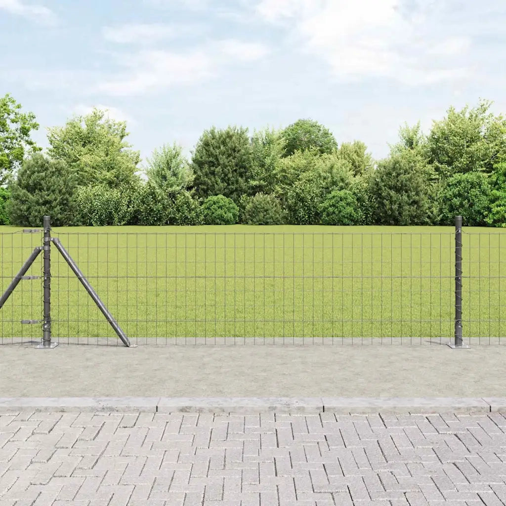 Recinzione con Posto Grigio 0,4 x 25 m Acciaio e PVC