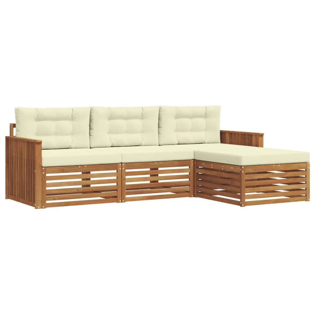 Set di divani da esterno con cuscino 4 pcs Naturale e Crema 3373255