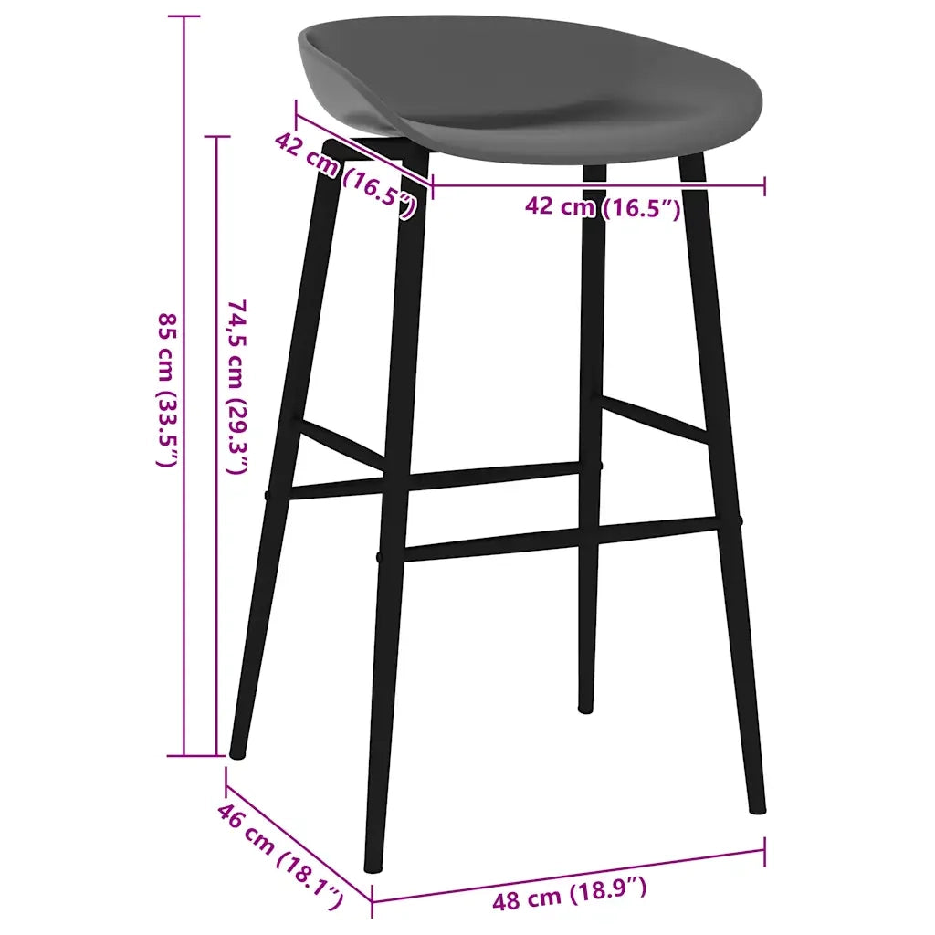 Sedie da Bar 2 pz Grigie 248157