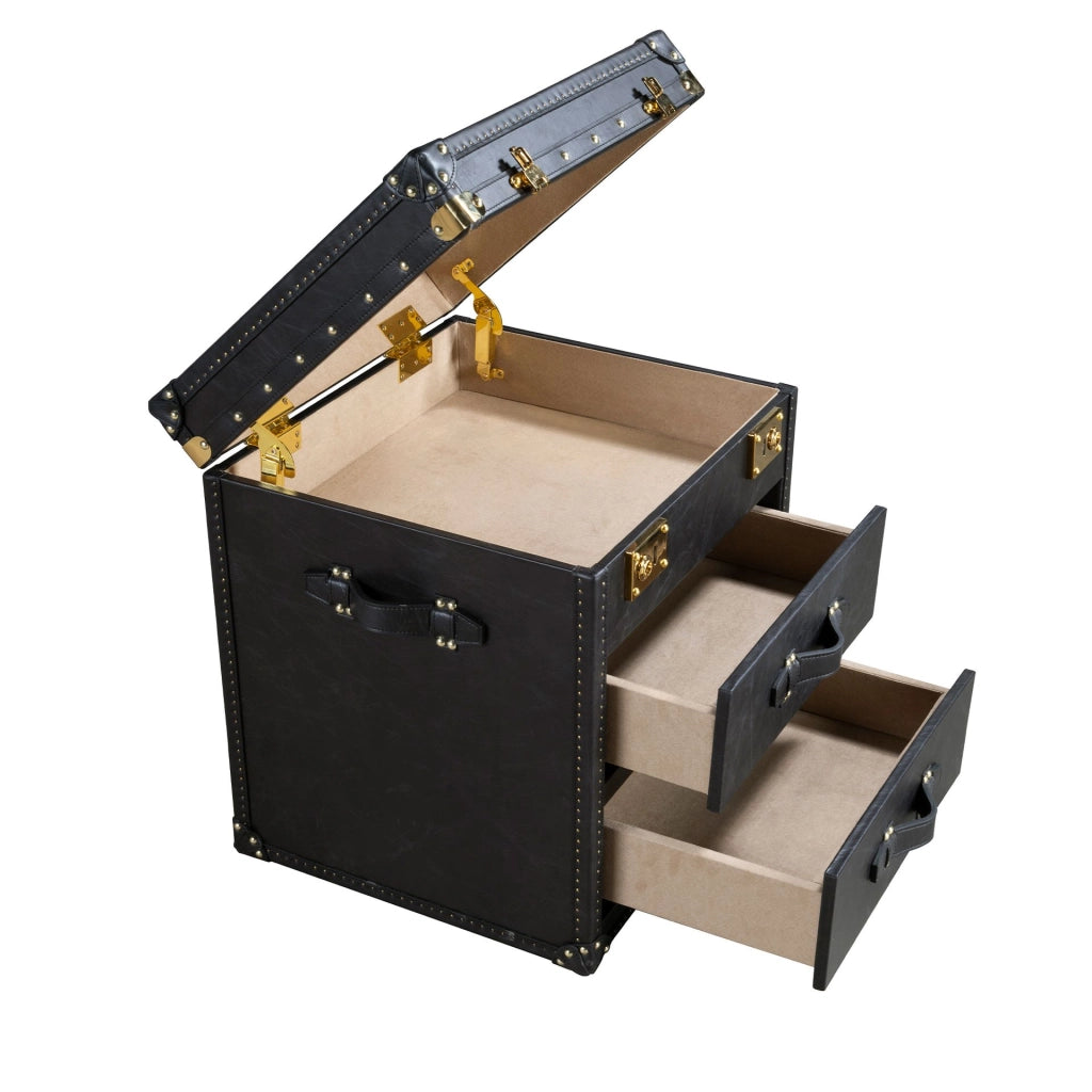 Baule in pelle nera