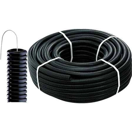 TUBO CORRUGATO CON TIRAFILO NERO Ø 32 mm - rotolo 25 mt - 25 metrilineari