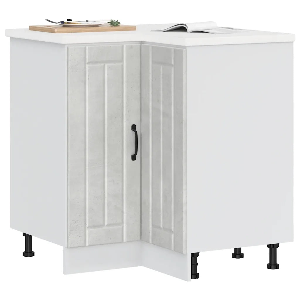 Pensile da cucina | Mobile Base ad Angolo Cucina Lucca Grigio Cemento in Truciolato