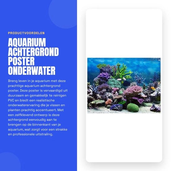 Decorazione per acquario in PVC - Rilievo corallino - Autoadesivo - Duraturo - Facile da pulire - Dimensioni 76 x 30 cm - Decorazione per acquario