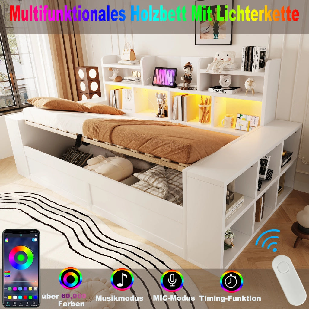LETTO DIVANO multifunzione 90x200 cm Bianco con vano idraulico
