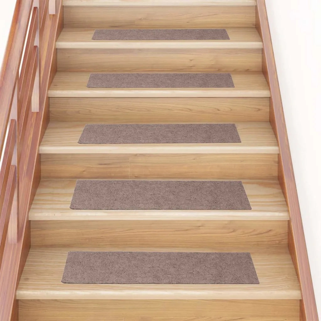 Tappetini per scale autoadesivi 15 pz | Gradini per Scale 76x20 cm marrone chiaro rettangolari