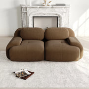 Divano modulare 2 208x103x75 cm; senza telaio con braccioli curvi; seduta antiscivolo ad alta densità; tessuto velluto a coste; marrone