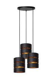 Lampadario tondo moderno nero/oro ROSAS 3xE27 Lucide
