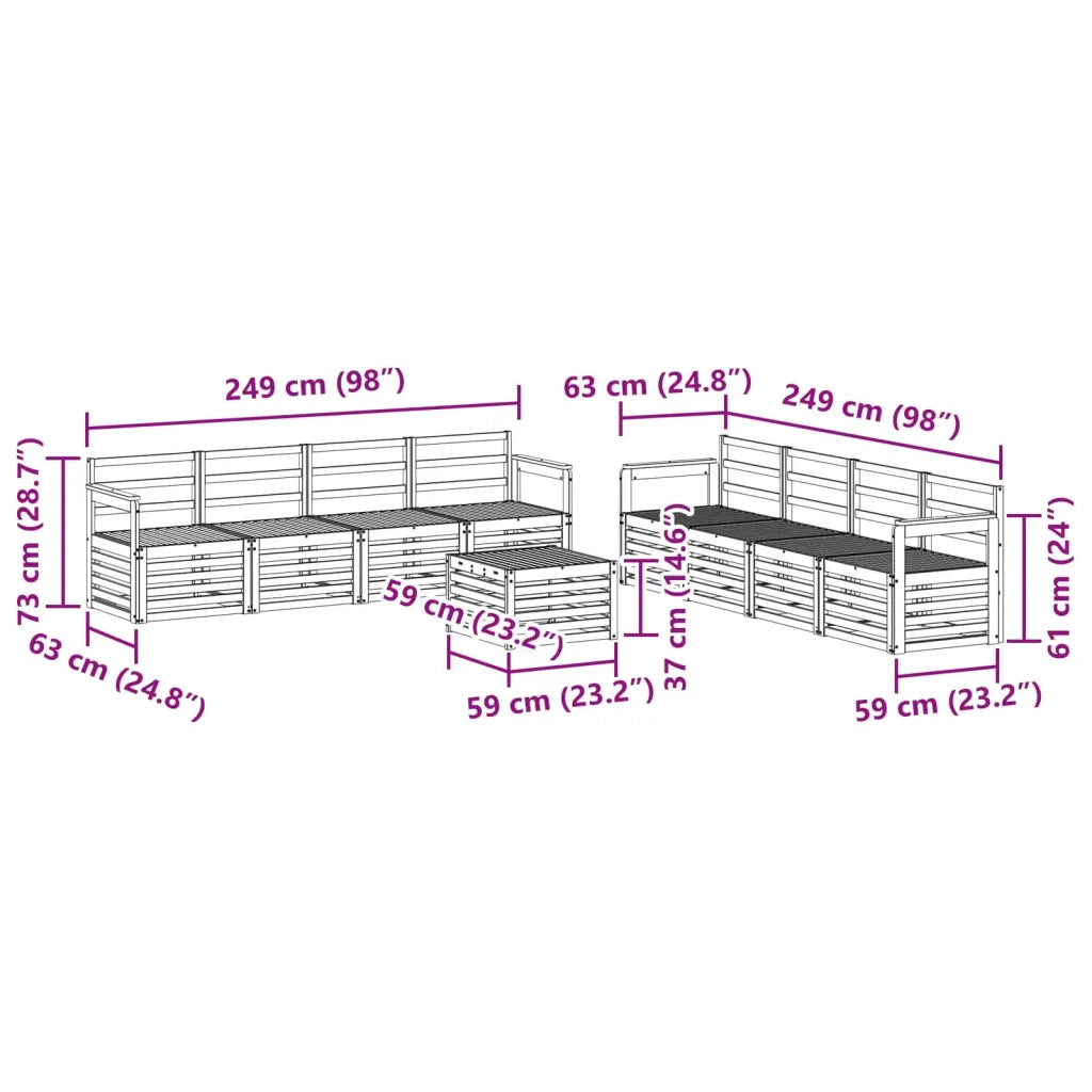 Set divani 9 pcs Naturale Legno di Acacia Massello 3374554