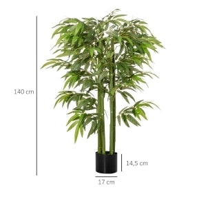 Pianta artificiale di bamb¨´ ULEVR 140 cm in plastica con vaso nero, verde