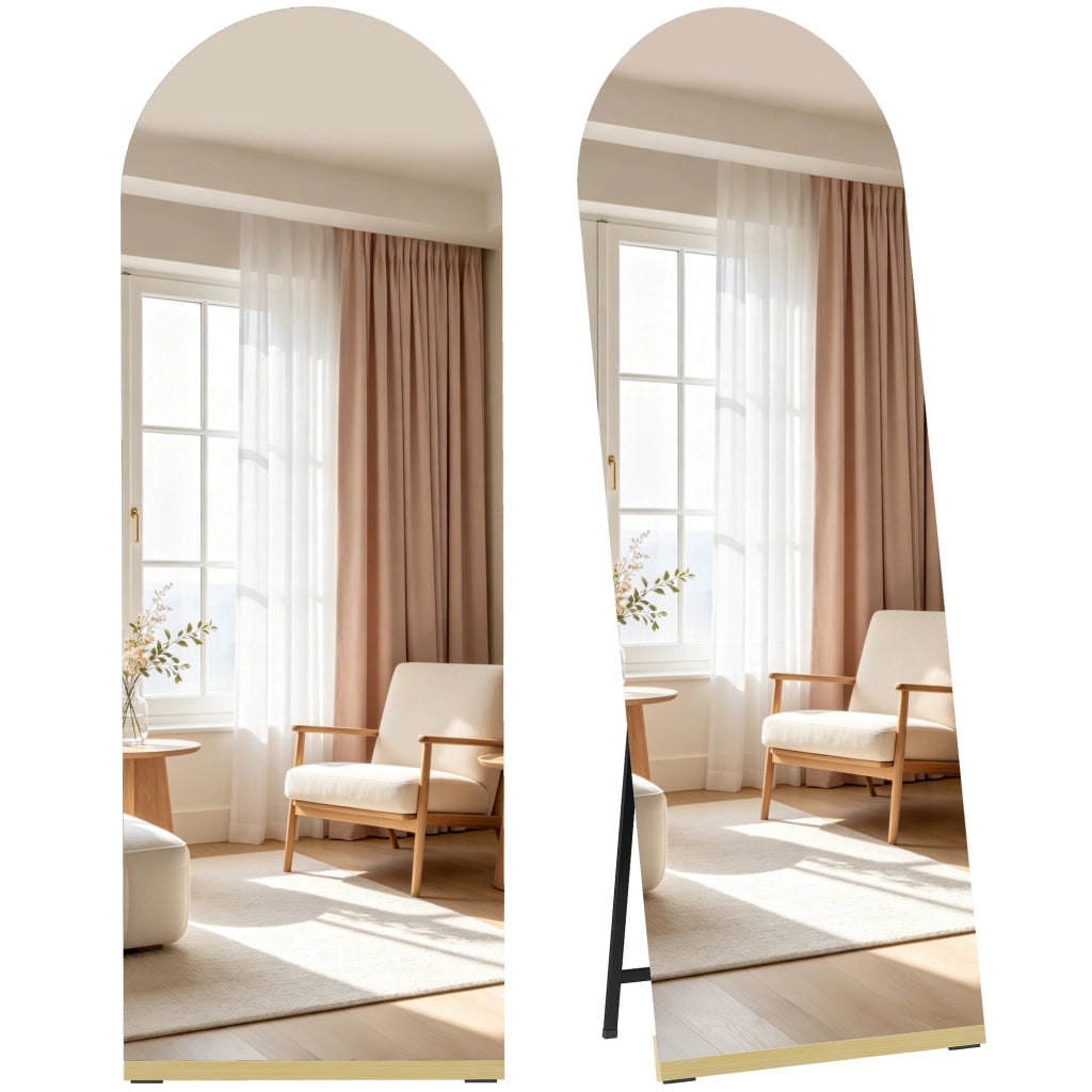 Specchio a Piede Curvo ¨C Minimal ¨C 160x50 cm Legno Trasparente