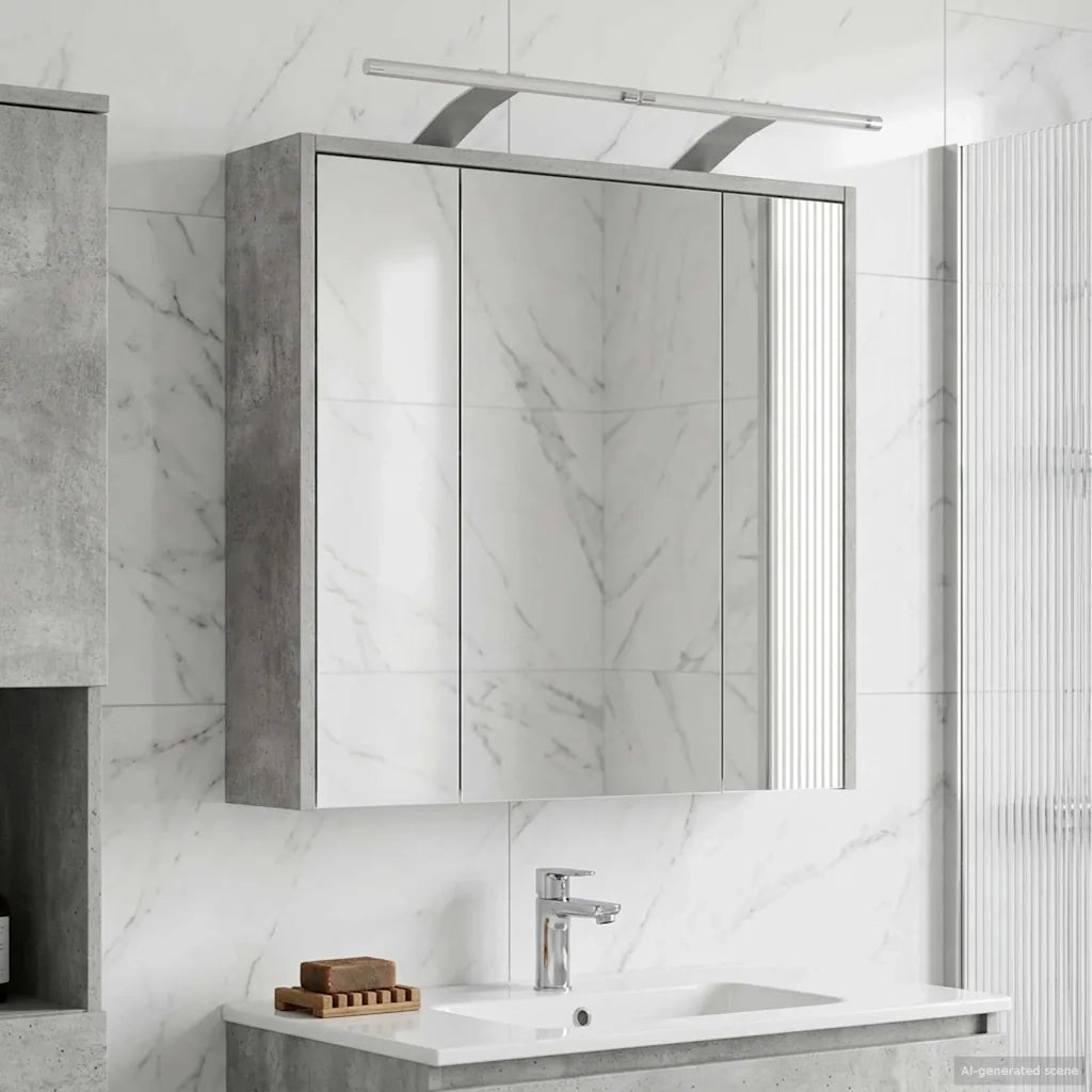 Mobiletto per specchio da bagno Grigio cemento 889162