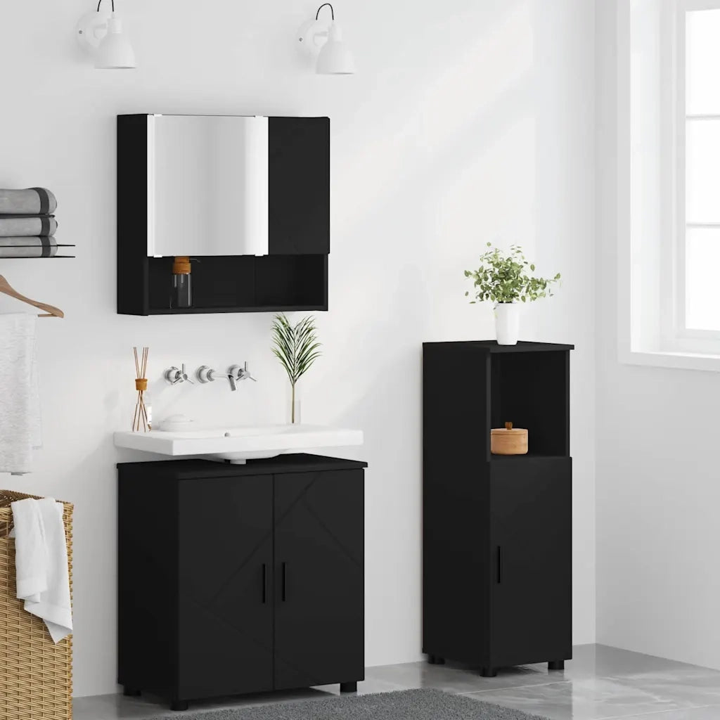 Set di mobili per il bagno Montaggio a parete 3 pcs Nero