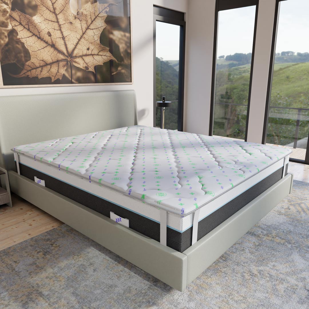 Topper matrimoniale antivirale 140x190cm; Memory foam alto 5 cm; Stop ai batteri; lavabile; Fibra super soft; detraibile