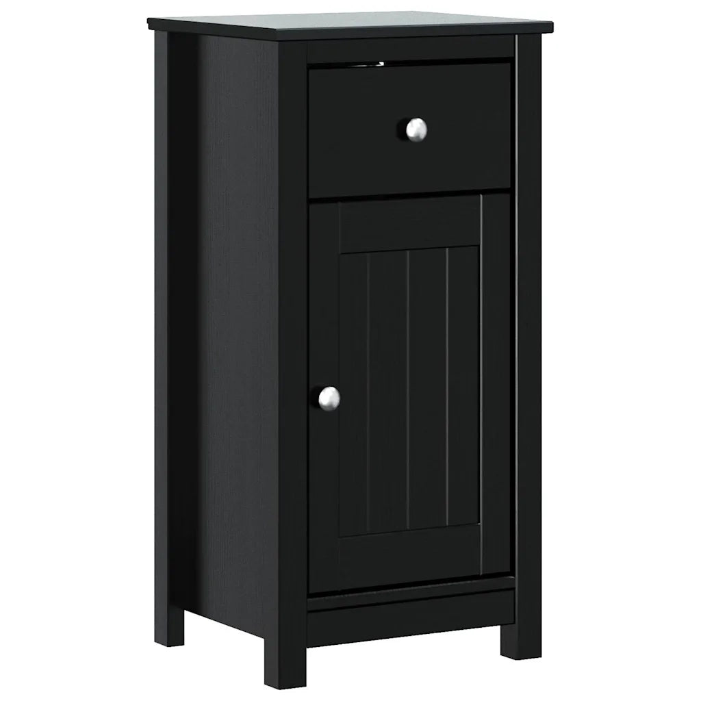 Set Mobili da Bagno | Armadio da bagno 3 pz BERG Nero in Legno Massello di Pino