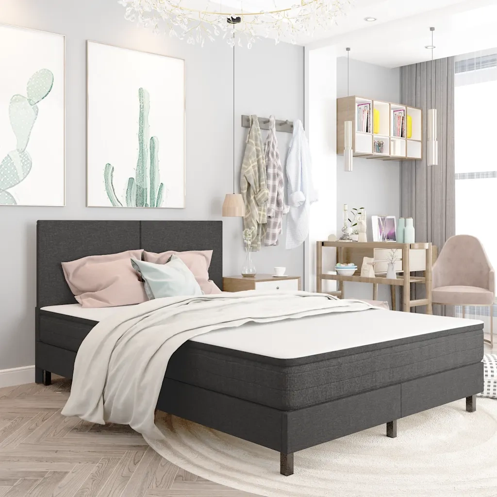 Letto a Molle Grigio in Tessuto 140x200 cm