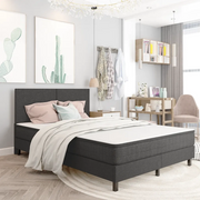 Letto a Molle Grigio in Tessuto 140x200 cm