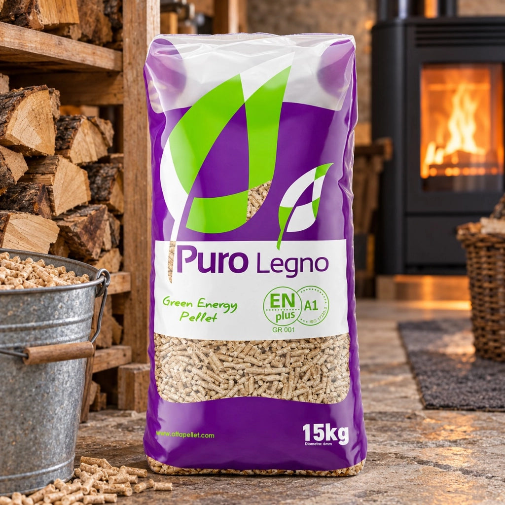 Pellet puro legno green energy en plus a1 sacco da 15 kg Ø 6 mm