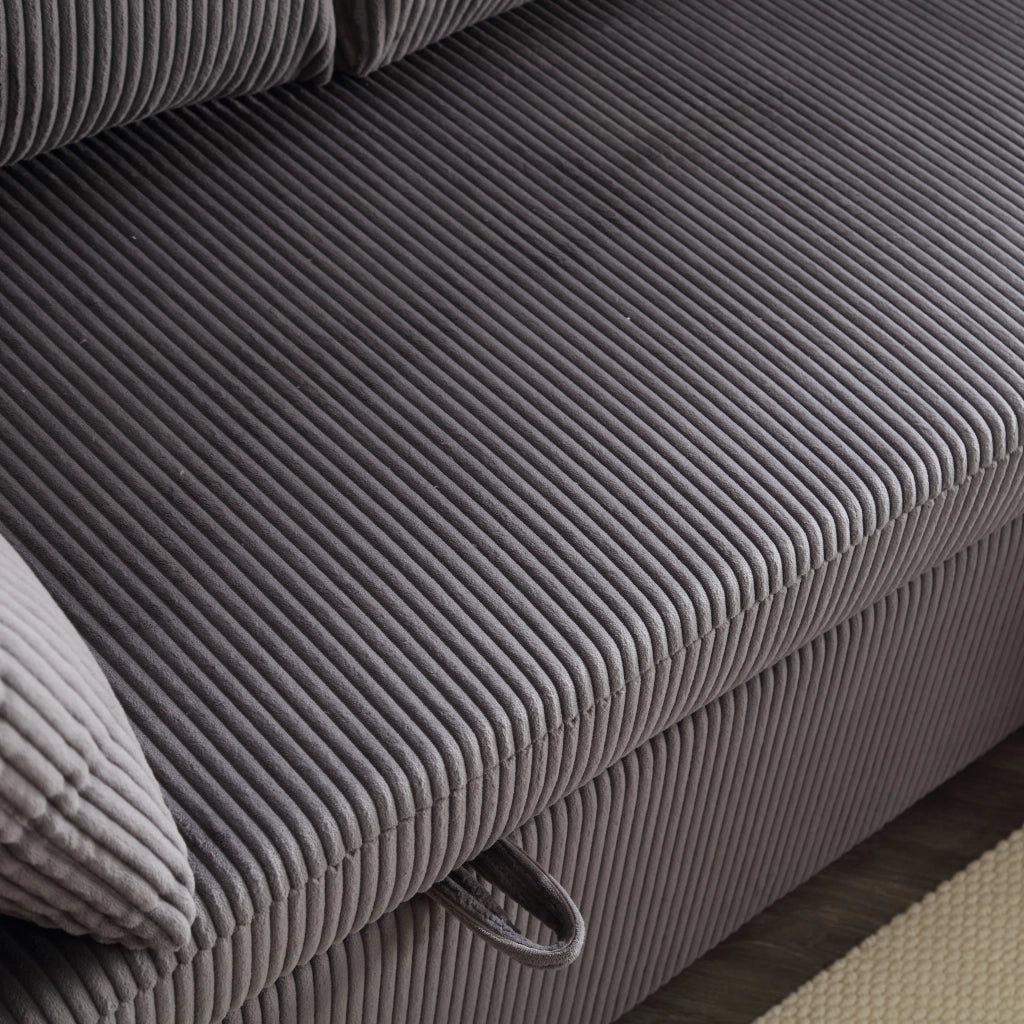 Divano letto modulare 206x108x66 cm con vano contenitore grigio scuro