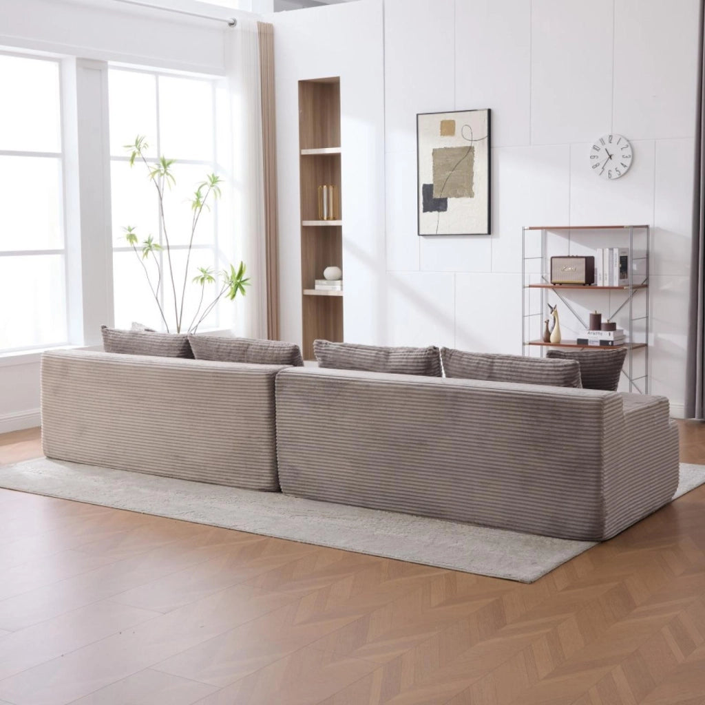 Divano modulare, divano compatto, tessuto chenille, schiuma ad alta elasticità 30D, base antiscivolo, 6 posti, grigio