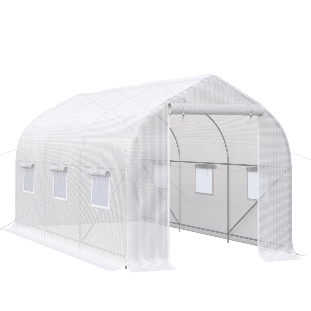 Serra Tunnel da Giardino 4x2x2m ¨C Xylo ¨C 6 Finestre Traspiranti Porta Avvolgibile Bianco