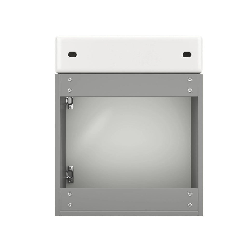 Mobile bagno 62x54x26 cm con lavabo in ceramica e mobile in MDF grigio e bianco