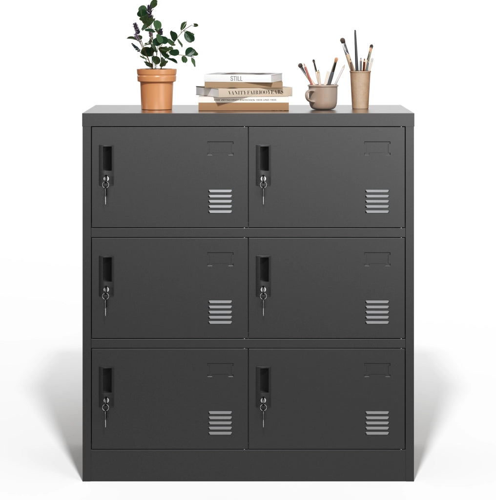 Armadietto metallico 90x40x100 cm nero, 6 ante con serratura