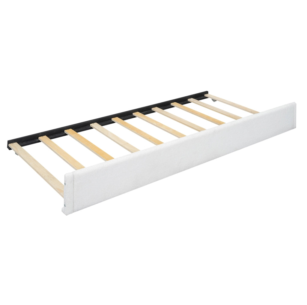 LETTO 140x200 cm con letto estraibile laterale Bianco in Plush e MDF