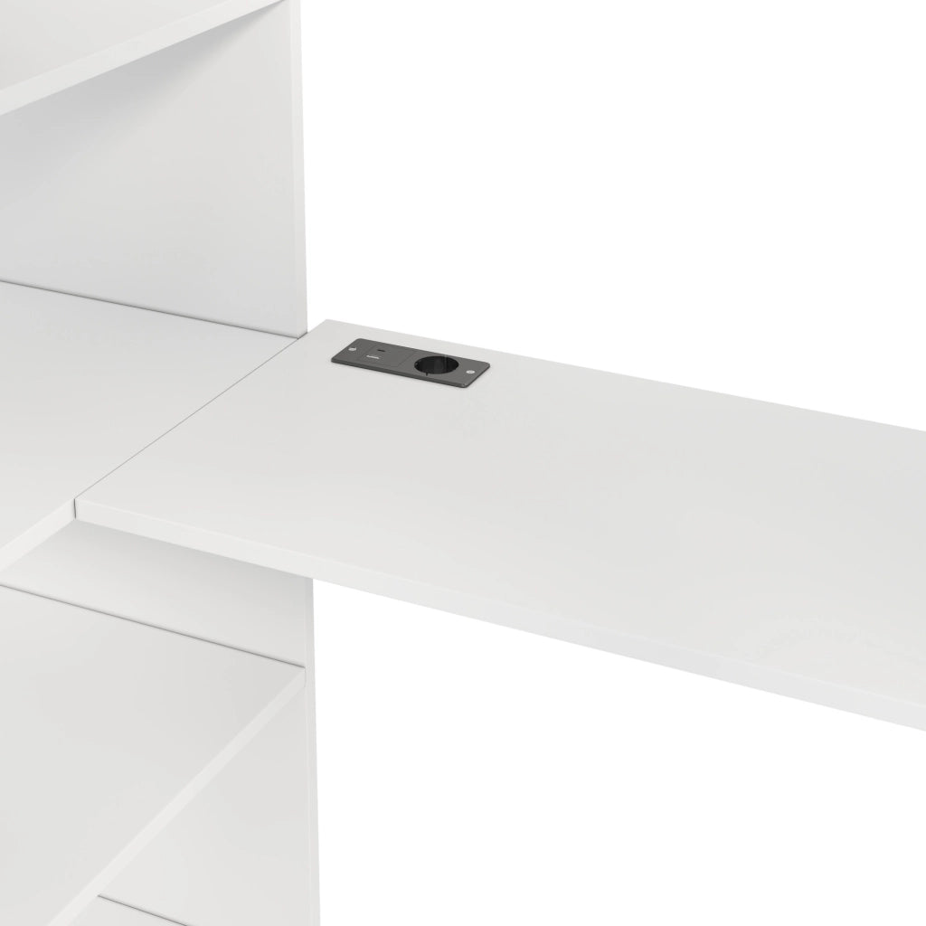 Letto a soppalco 90x200 con scrivania integrata; armadio e LED; bianco