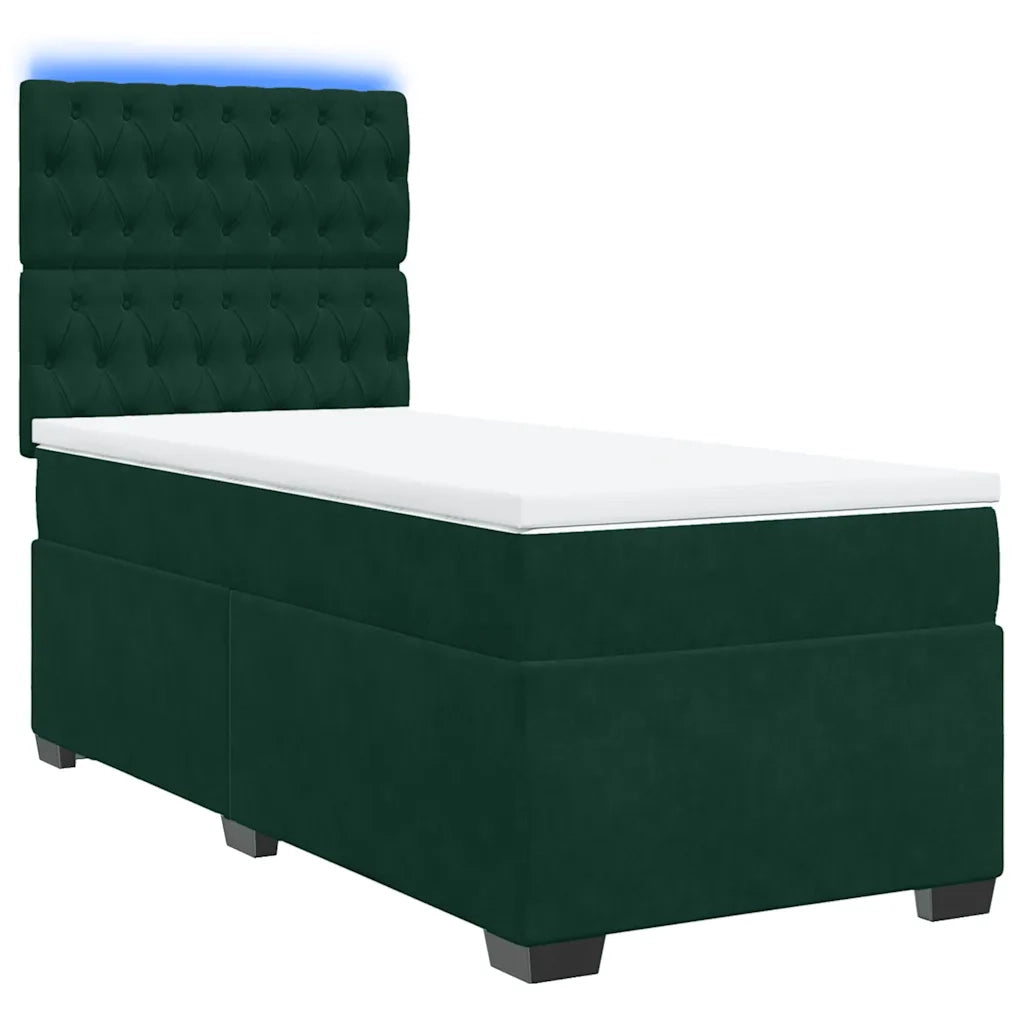 Giroletto a Molle con Materasso Verde Scuro 80x200 cm Velluto