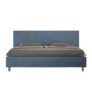 BS COM Letto matrimoniale king size contenitore imbottito 200x210 microfibra blu