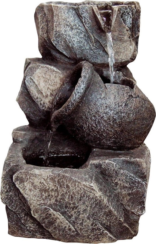 Fonte da tavolo in pietra con stile per interni - 17,2 x 16,2 x 27 cm