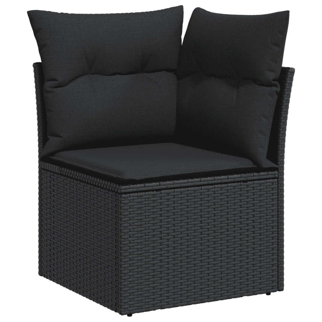 Set Divano da Giardino 6 pz con Cuscini Nero in Polyrattan 3269155