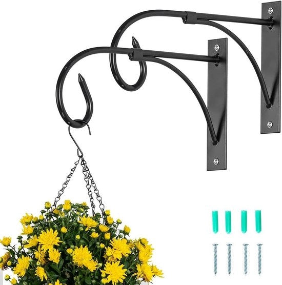 Sostegno per piante Mandibola appesa per attacchi per piante per esterno - Hekhaken neri - Mandibole appese - Sostegni per piante metallici - Hanger per piante appesi - Lampioni - Nidi per uccelli