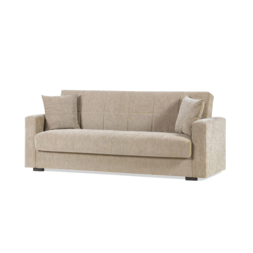 Divano Letto 3 Posti 212 x 80 x 87 cm Beige con Vano Contenitore e Letto 106 x 182 cm Nora Lumos