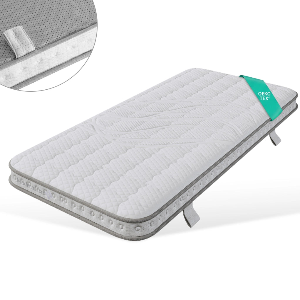Materasso 90x200 cm H3 a 7 zone con molle insacchettate e schiuma fredda, in poliestere bianco