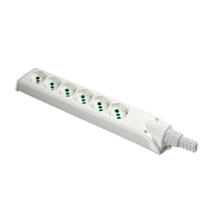 Fanton 410280 FIDO PRO Multipresa 6 prese bipasso schuko 2P+T 16A raccordo scatola guaina 16 mm colore Bianco