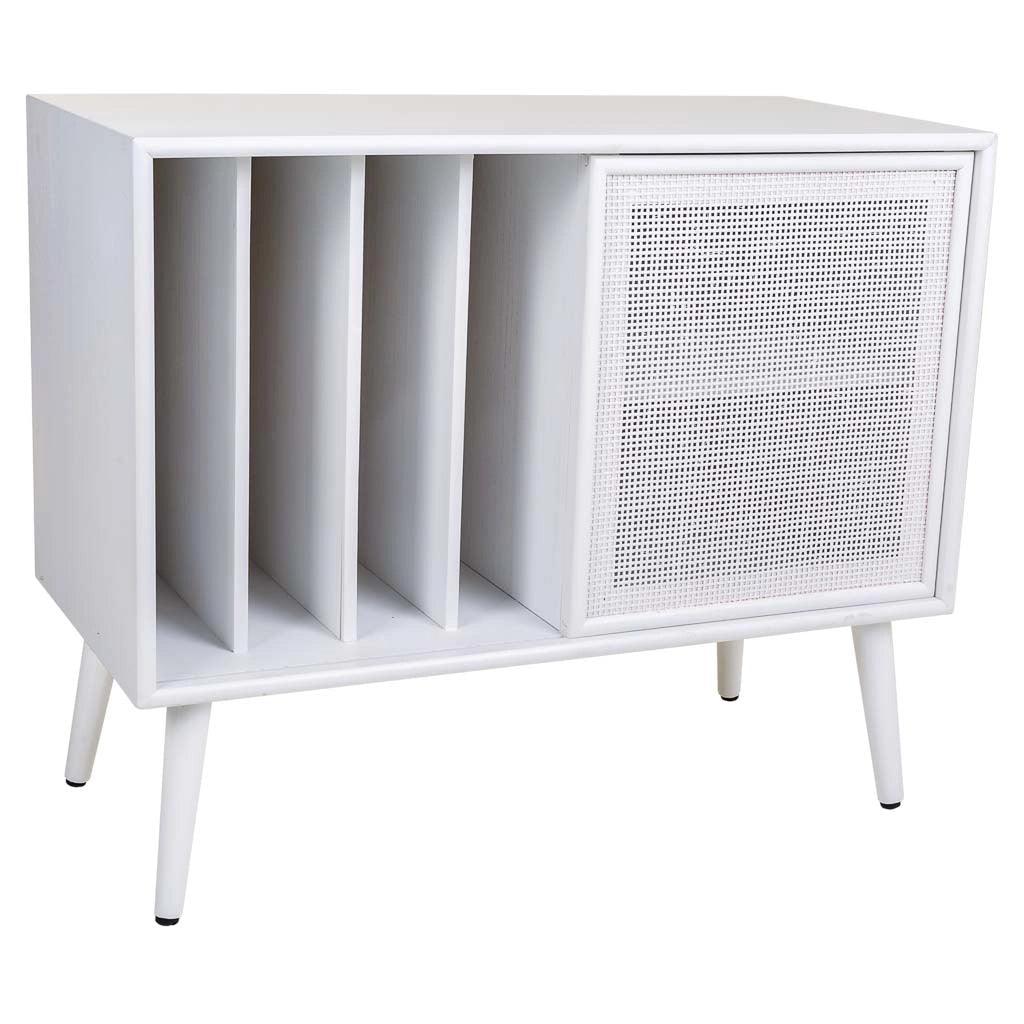 Mobile base in legno bianco e rete 80x38x67h