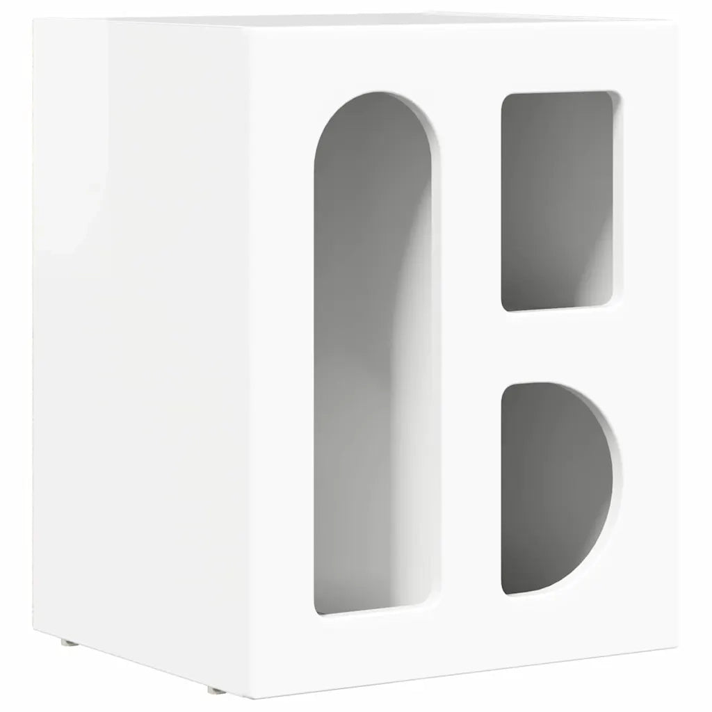 Comodino 2 pz-Set di 2 Tavolino da notte Bianco Lucido 40 x 35 x 50 cm Legno multistrato