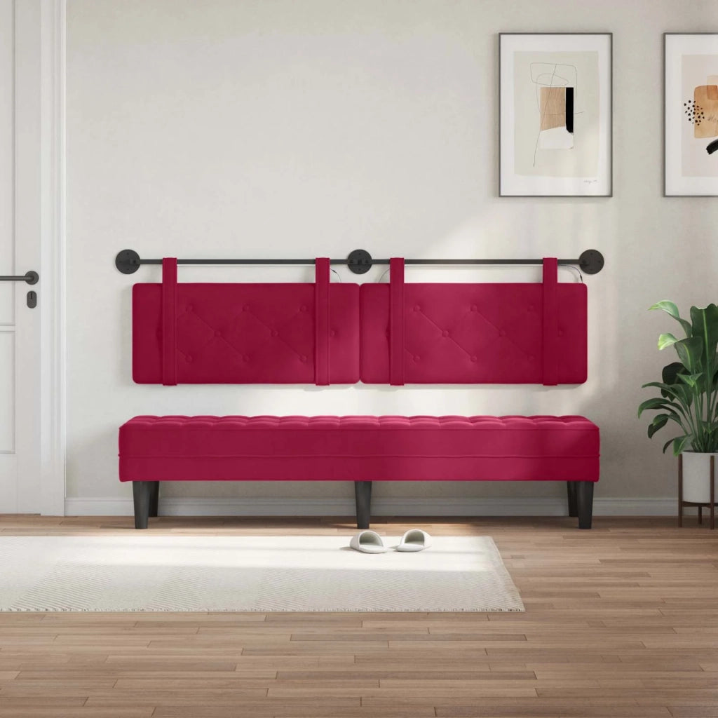 Testiera | Testata sospesa Con luce LED Rosso Vino Velluto