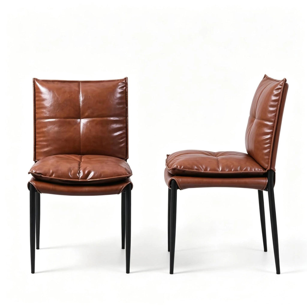 Set di 4 sedie da pranzo imbottite marrone e nero