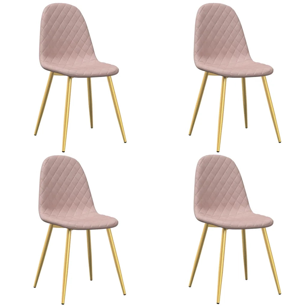 Sedie da Pranzo 4 pz | Sedie da cucina Rosa in Velluto