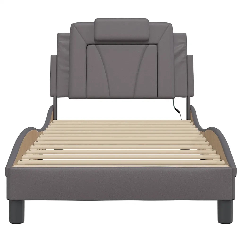 Giroletto Viana con LED senza Materasso-Struttura Letto Grigio 90x190 cm