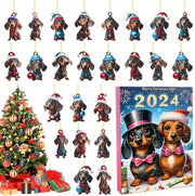 Decorazione di Natale per Albero - Calendario dell'Avvento 2024 - 24 Giorni - Pupazzo da Appendere - Sostegno a 2D in Acrilico - Ideale per Bambini - Facile da Utilizzare