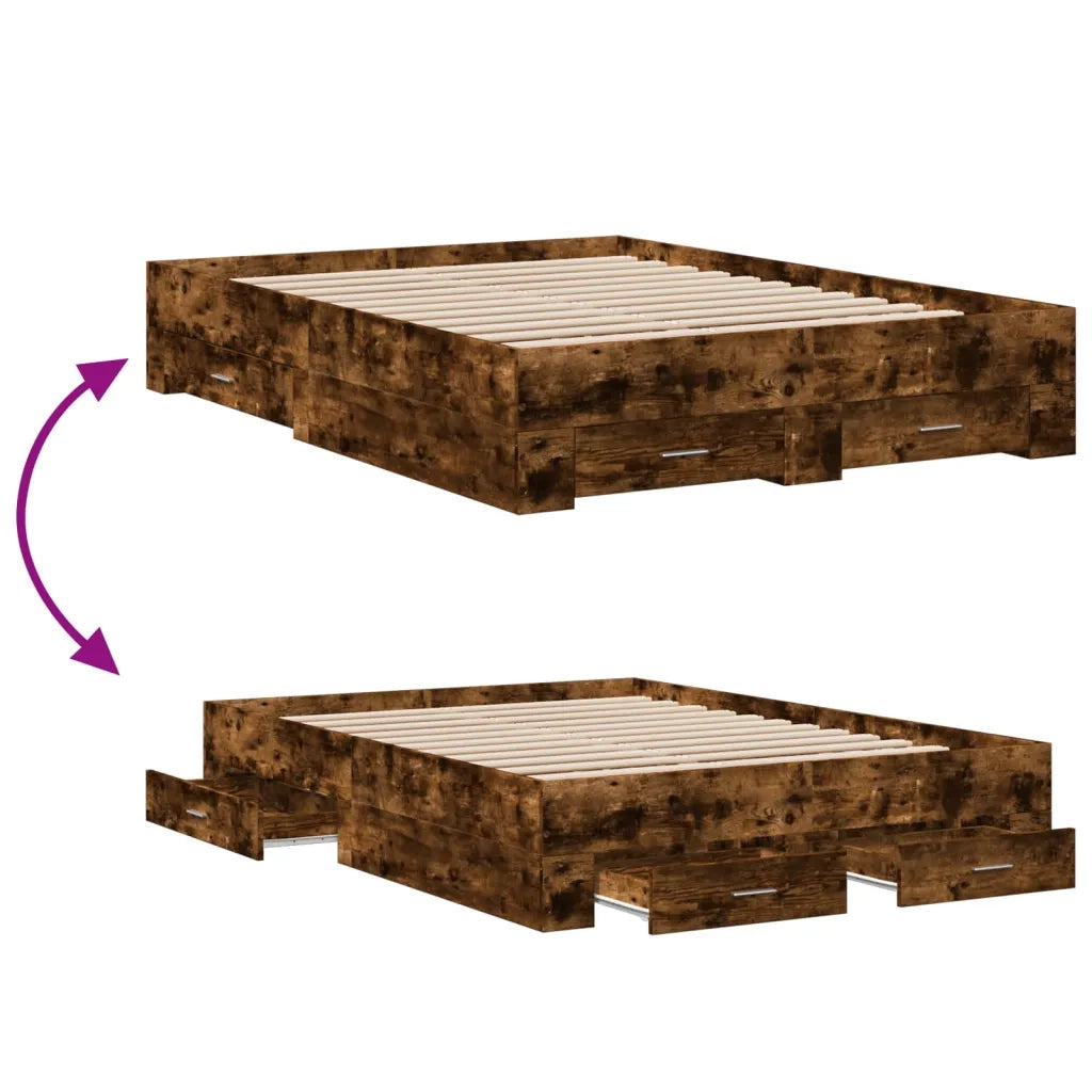 Giroletto con Cassetti Rovere Fumo 140x190 cm Legno Multistrato