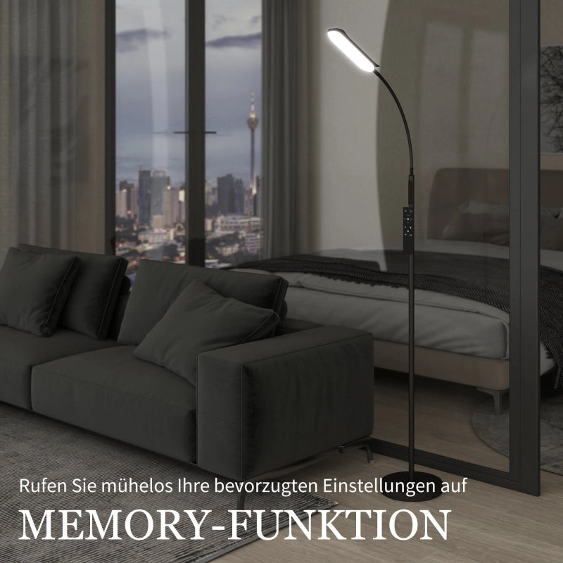 Lampada da terra LED dimmerabile con telecomando e controllo touch collo flessibile orientabile a 360° nera