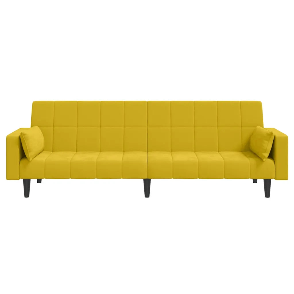 Divano letto | Sof¨¤ letto | Letto singolo a 2 Posti con 2 Cuscini Giallo in Velluto