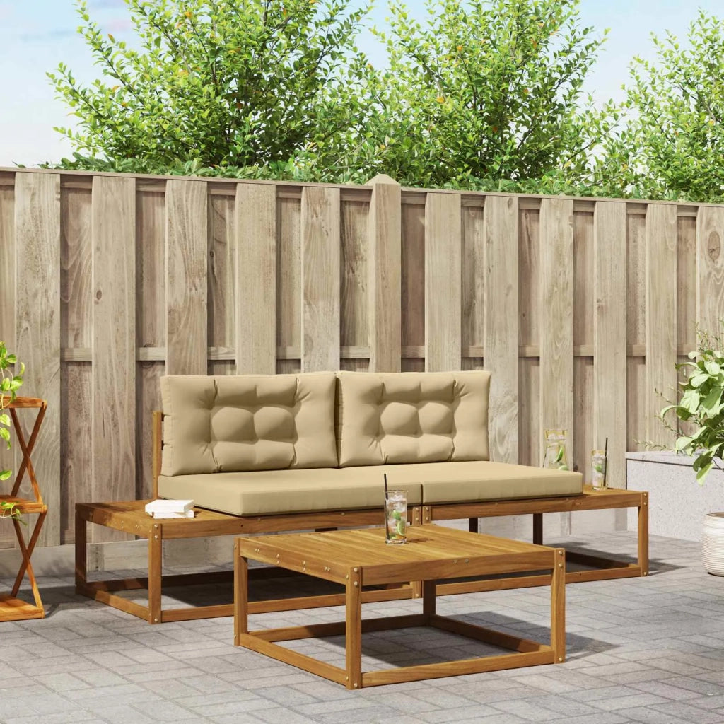 Set di divani da esterno-Sofa da giardino con cuscino Naturale e Beige 932253