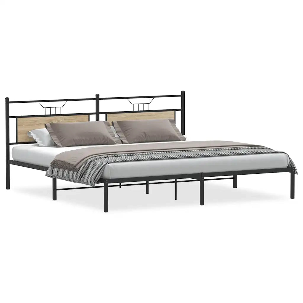 Letto matrimoniale | Letto per adulti | Giroletto senza Materasso Rovere Sonoma 193x201cm in Truciolato