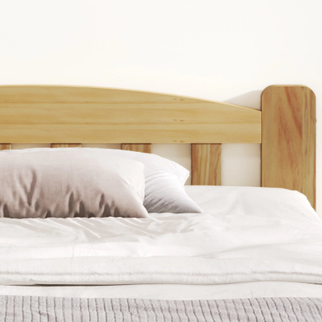 Letto singolo in legno massello 90 × 200 cm con testiera a listelli e 15 doghe, senza materasso, naturale