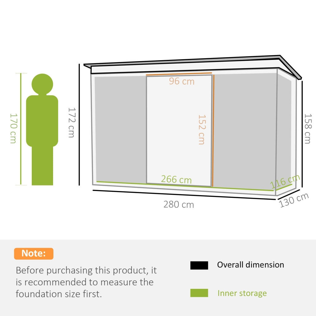 Casetta Box da Giardino in Lamiera Verde 277x130x173 cm